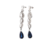 18ct White Gold Spiral Drop Earrings