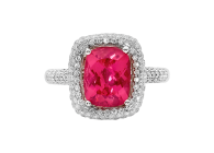 Red spinel with stunning cushion cut available in white gold or platinum. Available in White Gold, Yellow Gold, Rose Gold or Platinum