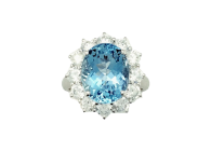 6.14ct Aquamarine featuring Round Brilliant Cut Diamonds Halo Available in White Gold, Yellow Gold, Rose Gold or Platinum