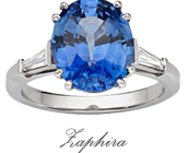 Ceylonese Sapphire & Two Baguette Cut Diamonds
