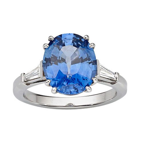 Oval Brilliant Cut Royal Blue Sapphire Ring